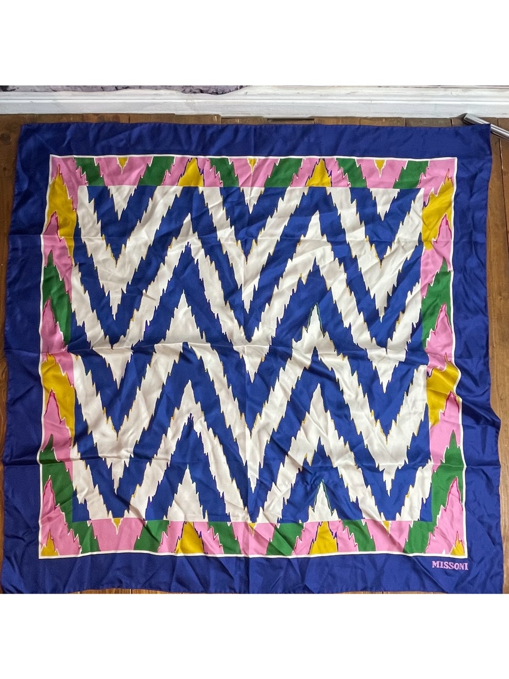 Missoni silk scarf 36x36 inches blue and white and other colors